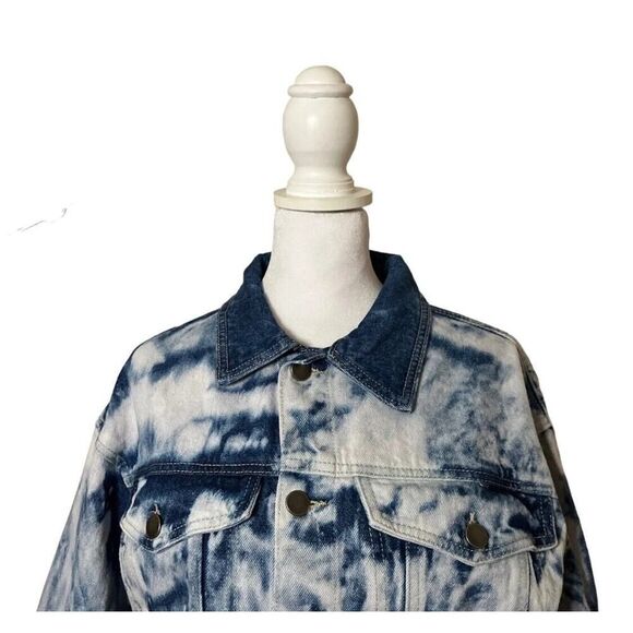 BP by Nordstrom Womens Blue Bleached Wash Denim Trucker Jacket Designer NWT XS - Picture 2 of 12
